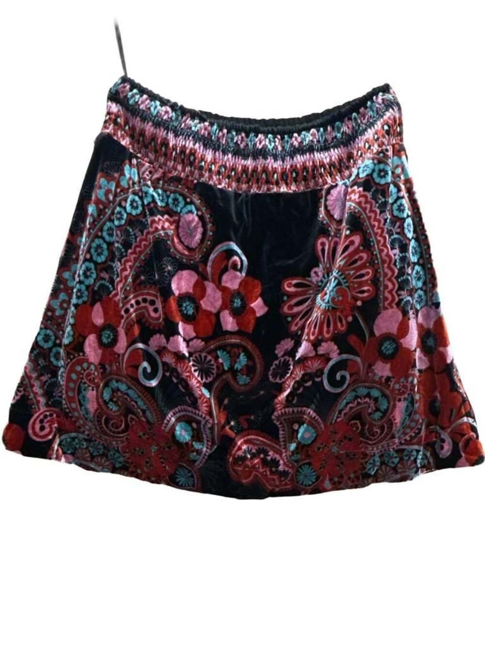Free People Velvet Floral Paisley Skirt Size S